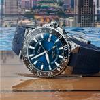 Oris Aquis GMT Date 43.50 herenhorloge met box en papieren, Staal, Polshorloge, Overige materialen, Zo goed als nieuw