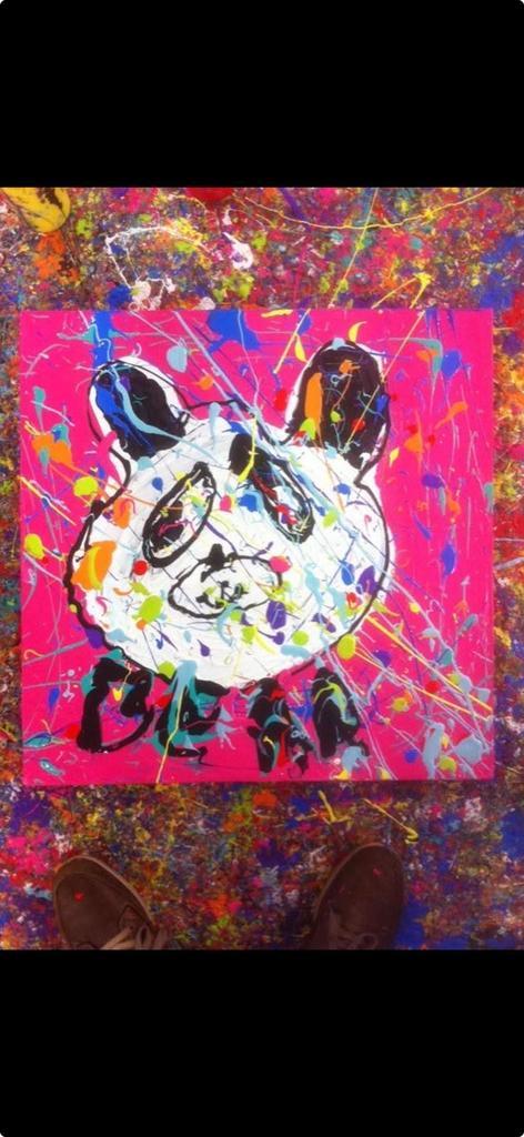Uniek handgemaakt schilderij: Panda Pop Art, Antiek en Kunst, Kunst | Schilderijen | Modern, Ophalen of Verzenden