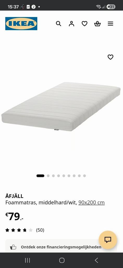 IKEA matras 90x200 cm_ niew, 90 cm, Eenpersoons, Nieuw, Ophalen of Verzenden