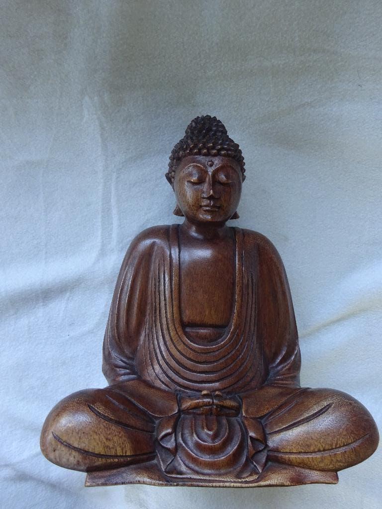 Boeddha beeld hout. (Dhyana Mudra), Ophalen of Verzenden, Gebruikt
