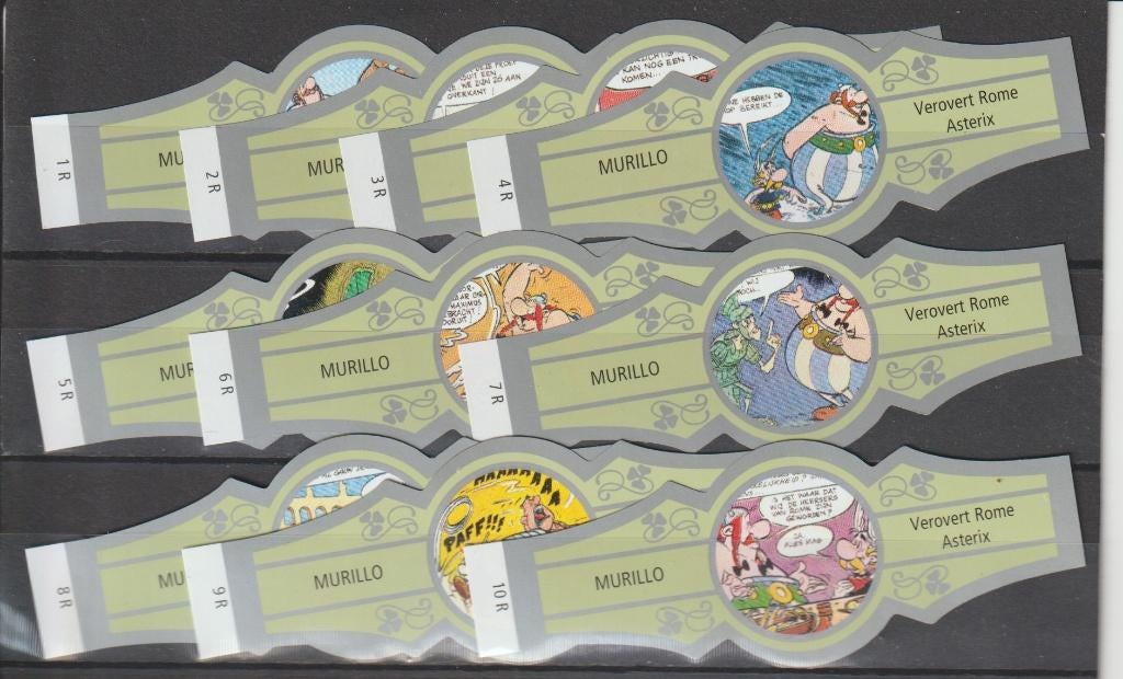 reeks  1296   asterix   1-10 sigarenbanden, Ophalen of Verzenden, Zo goed als nieuw, Sigarenbandjes