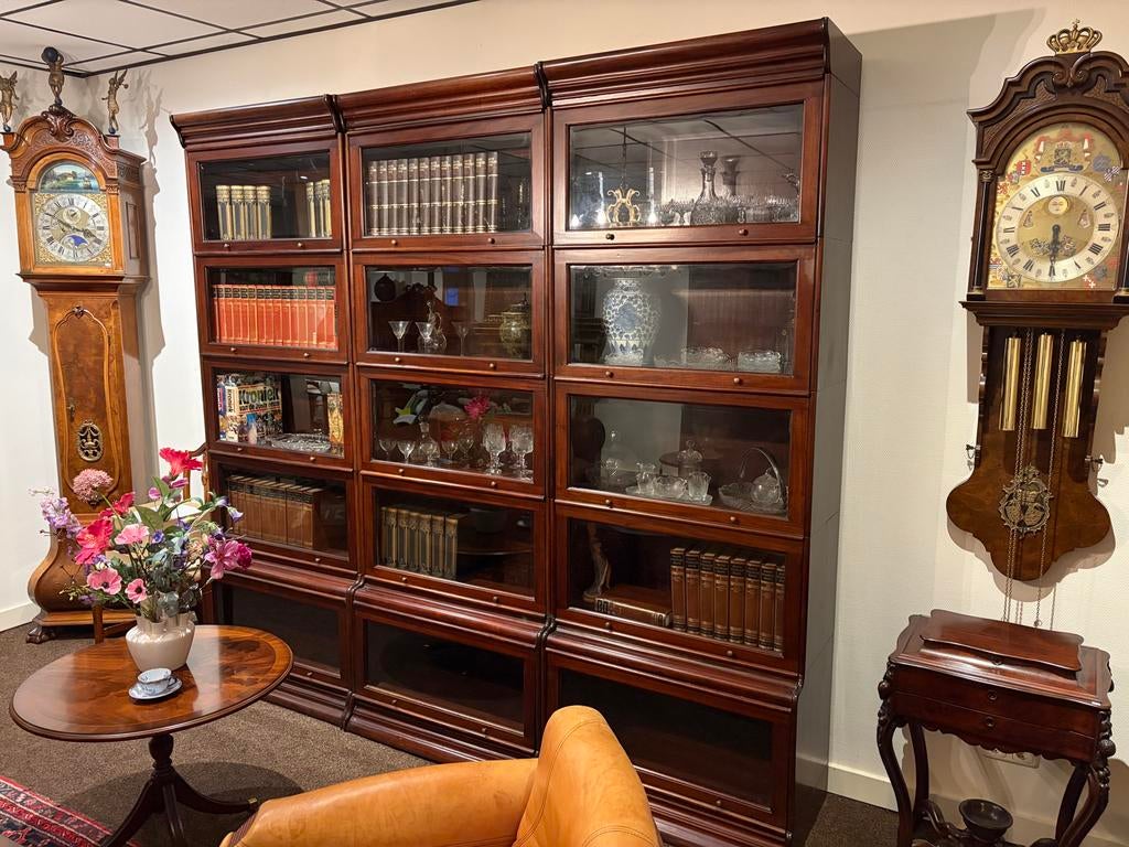 3 Globe Wernicke boekenkasten mahonie met geslepen glas, Antiek en Kunst, Ophalen