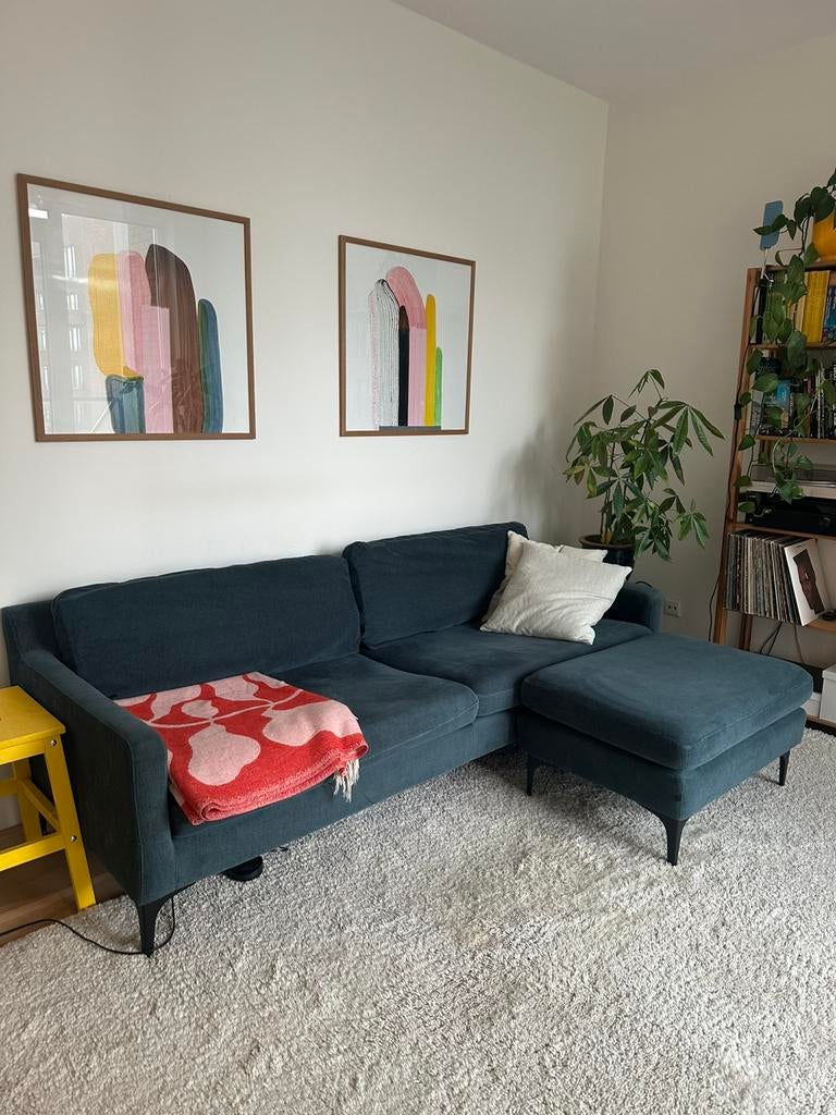 Bank met poef | Sofacompany, Huis en Inrichting, Ophalen, Gebruikt, Minder dan 75 cm, Driepersoons