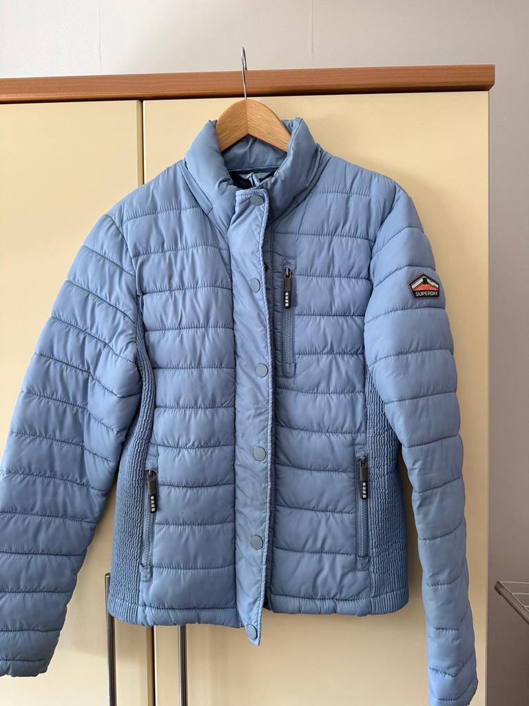 Blauwe dames Superdry gewatteerde jack maat L, Kleding | Dames, Jassen | Winter, Ophalen of Verzenden, Zo goed als nieuw, Maat 42/44 (L)