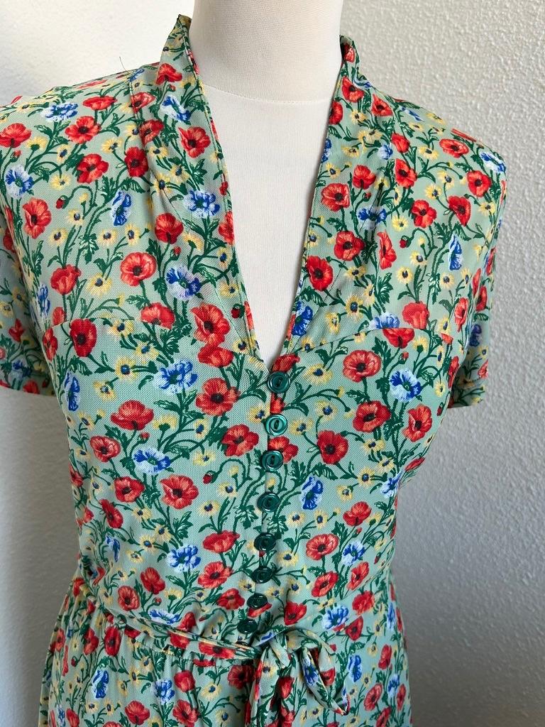 King Louie maat XL bloemen emmy jurk 3107, Blauw, Maat 46/48 (XL) of groter, Ophalen of Verzenden, Zo goed als nieuw