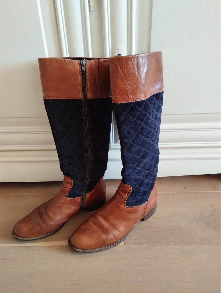 Nog prachtige hoge Gabor laarzen. Cognac/donkerblauwe, Ophalen of Verzenden, Zo goed als nieuw, Blauw, Hoge laarzen