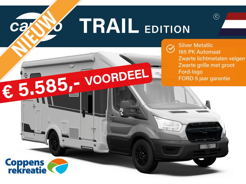 Carado T447 TRAIL 5Jaar garantie 165PK Automaat 5585 KORTING, Caravans en Kamperen, Campers, Chemisch toilet, Standaard zit, Ringverwarming