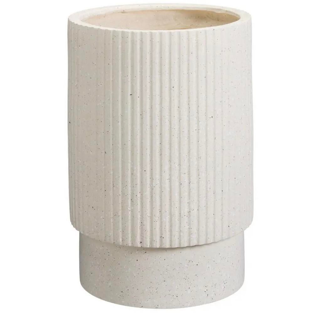 Bloempot Dione Off-White - 34 cm Kwantum, Tuin en Terras, Bloempotten, Rond, Nieuw, Aardewerk, Ophalen