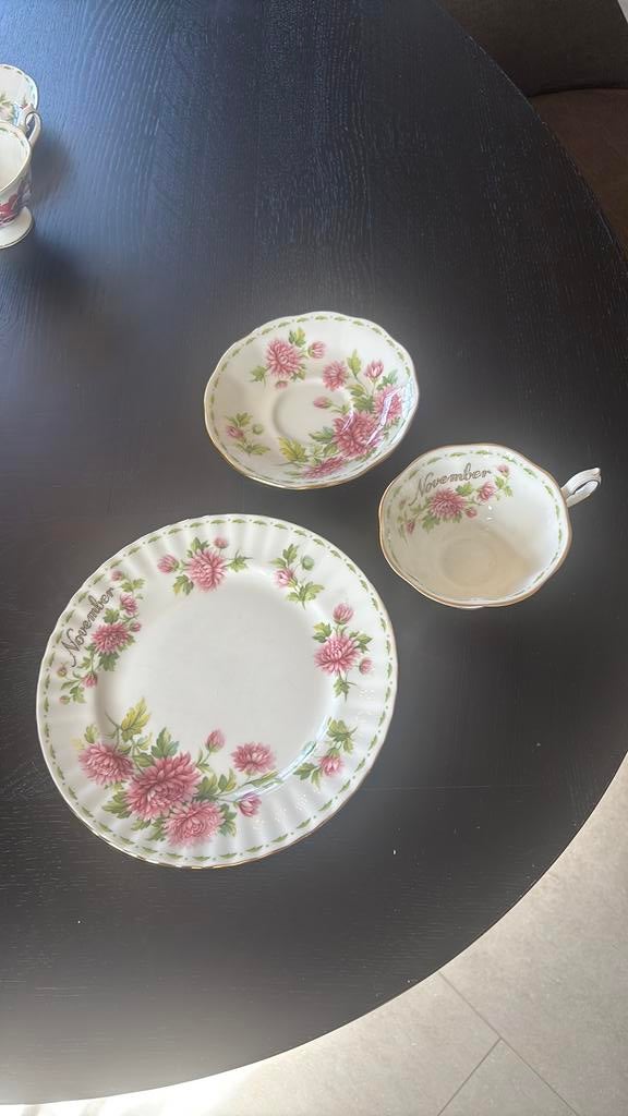 Prachtig Royal Albert "Flower of the Month" set - November, Ophalen of Verzenden