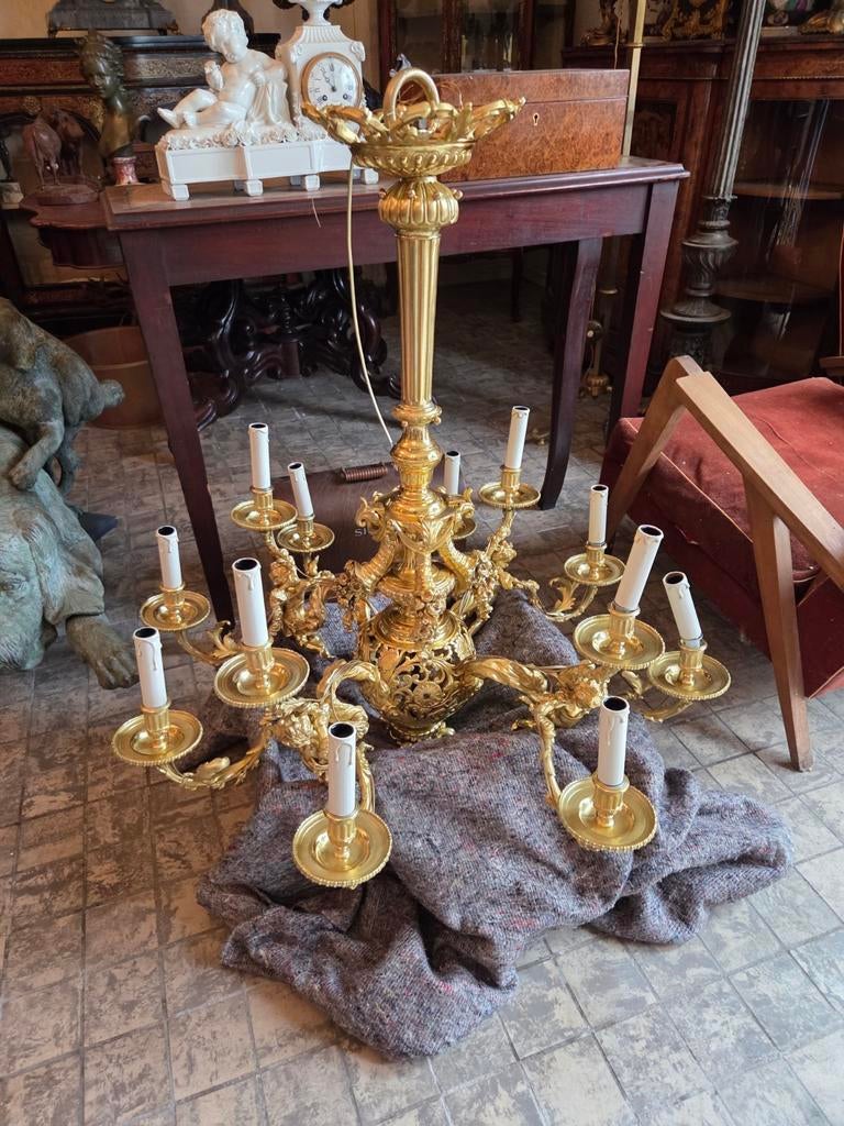 Zeer mooie antieke lamp zware bronzen kwaliteit, Antiek en Kunst, Antiek | Lampen, Ophalen