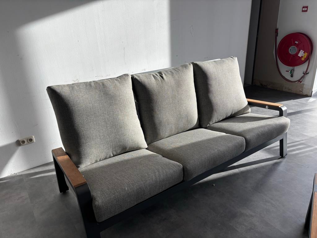 Aluminium 3-zitsbank met verstelbare leuning, Ophalen of Verzenden, Gebruikt, Driepersoons, Metaal