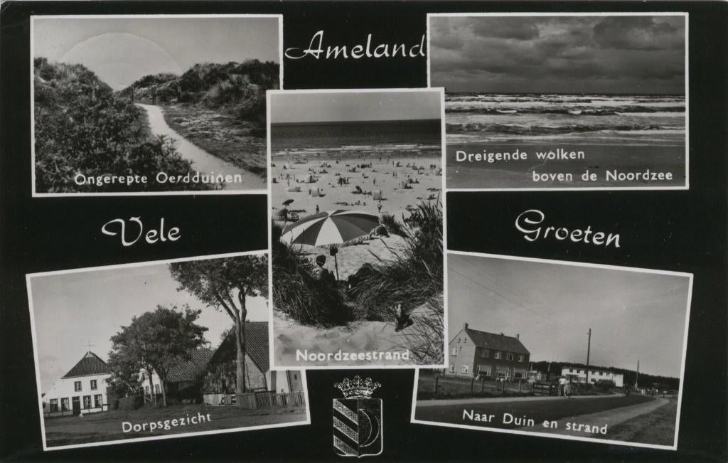 Ameland 5 luik groeten uit, Verzenden, 1960 tot 1980, Gelopen, Waddeneilanden