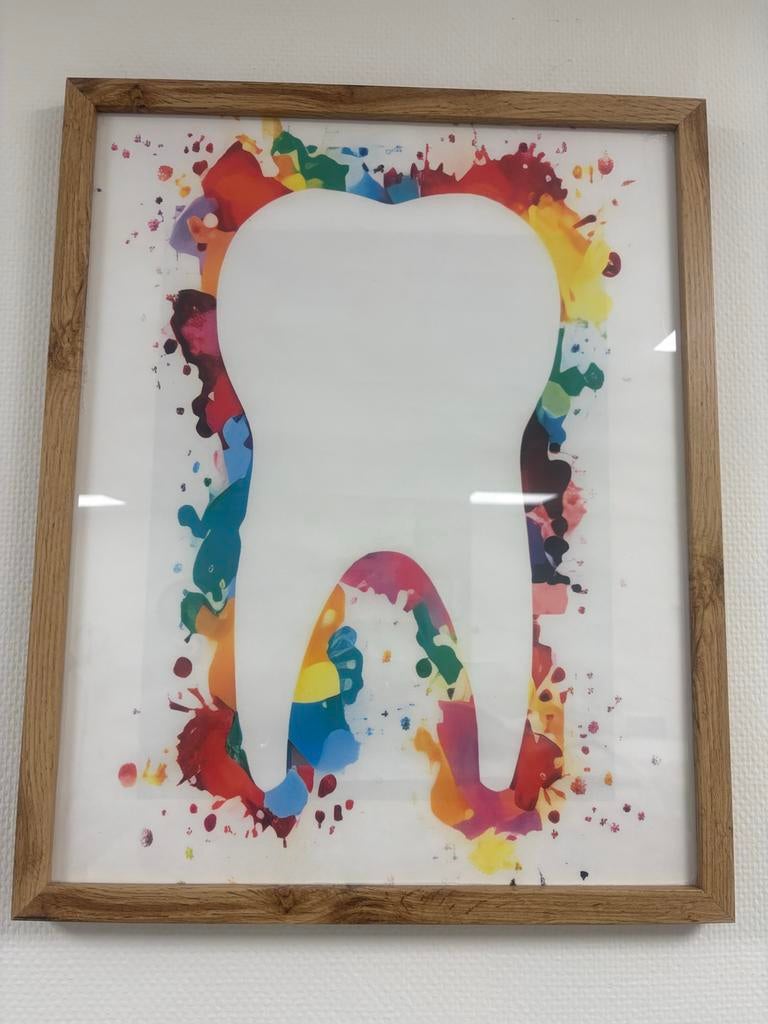 3x Mooie tanden schilderijen - Tandarts praktijk decoratie, Oorspronkelijke maker, Nieuw, Ophalen of Verzenden, Schilderij