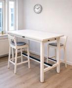 Stijlvolle witte bartafel met 2 krukken, Ophalen, Zo goed als nieuw