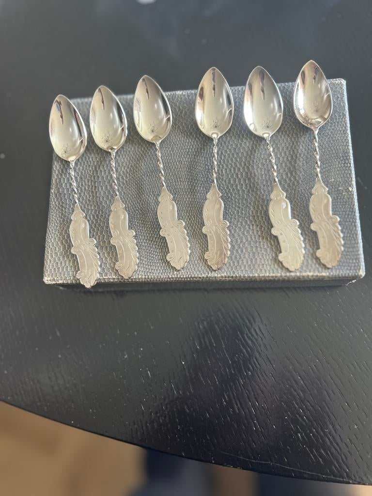 6 verzilverde lepeltjes van het merk Sola, Ophalen of Verzenden