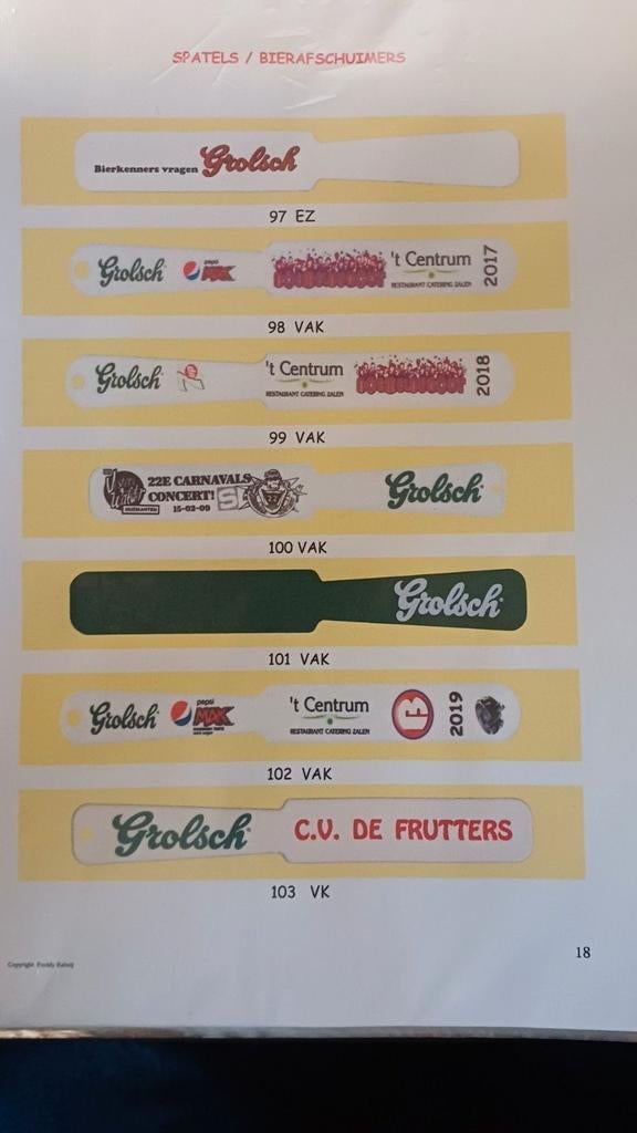 Diverse Grolsch bierschuimers / spatels - Collectors item, Verzamelen, Biermerken, Ophalen of Verzenden, Gebruikt, Overige typen