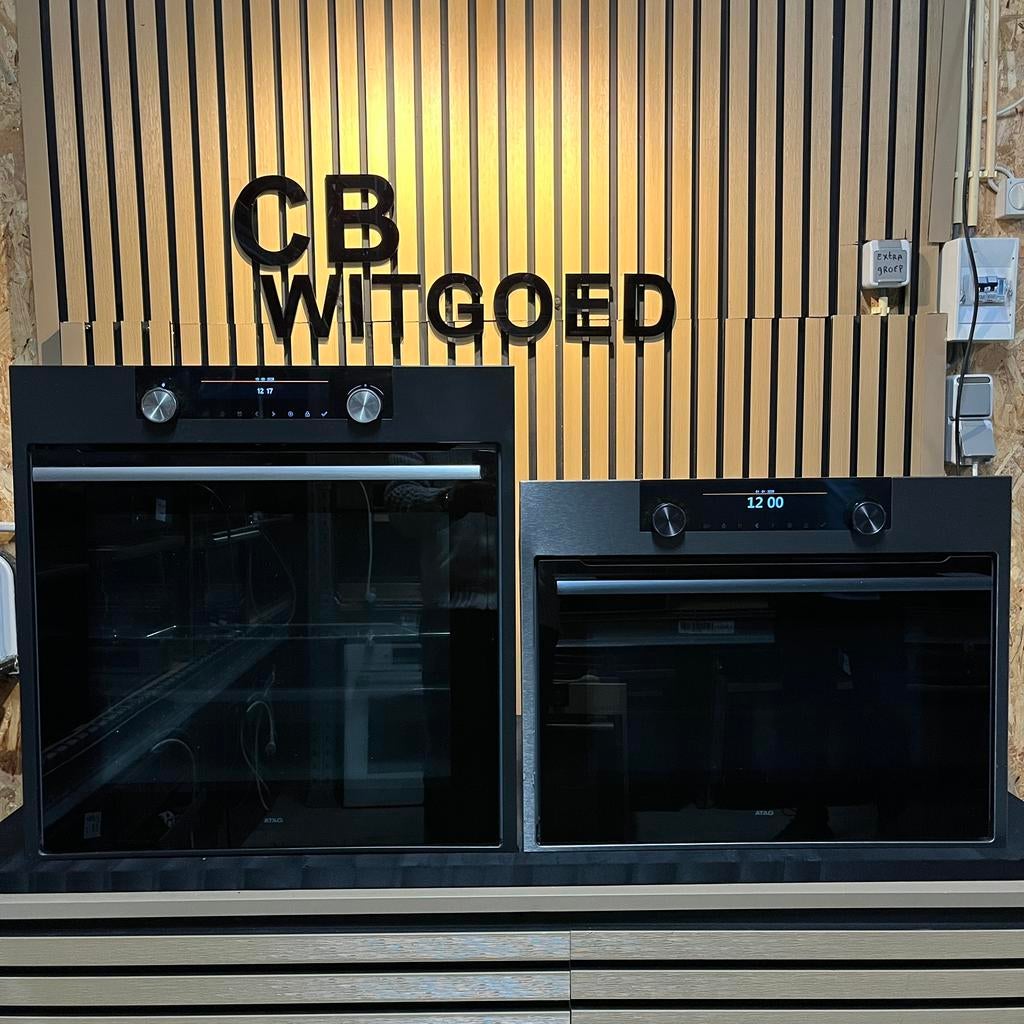 Luxe Atag set combi oven magnetron en solo oven TFT display, Zo goed als nieuw, Oven met grill, Inbouw, Draaiplateau