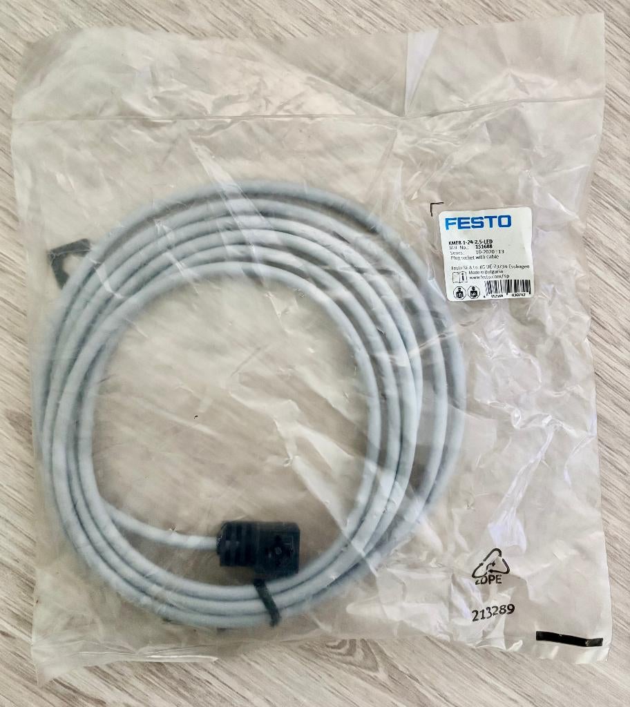 FESTO - Kabel voor magneetventiel - 2.5 m KMEB-1-24-2.5-LED, Ophalen of Verzenden, Nieuw