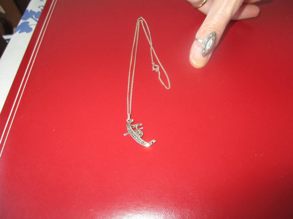 zilveren ketting met gondel markeziet, Ophalen of Verzenden, Gebruikt, Zilver, Zilver