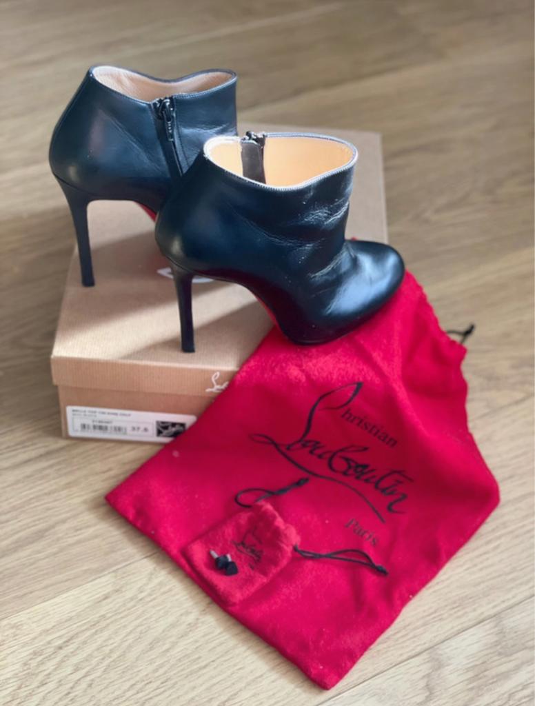 Christian Louboutin Bella Top 120 King Calf, Zwart, Lage of Enkellaarzen, Ophalen of Verzenden, Zo goed als nieuw