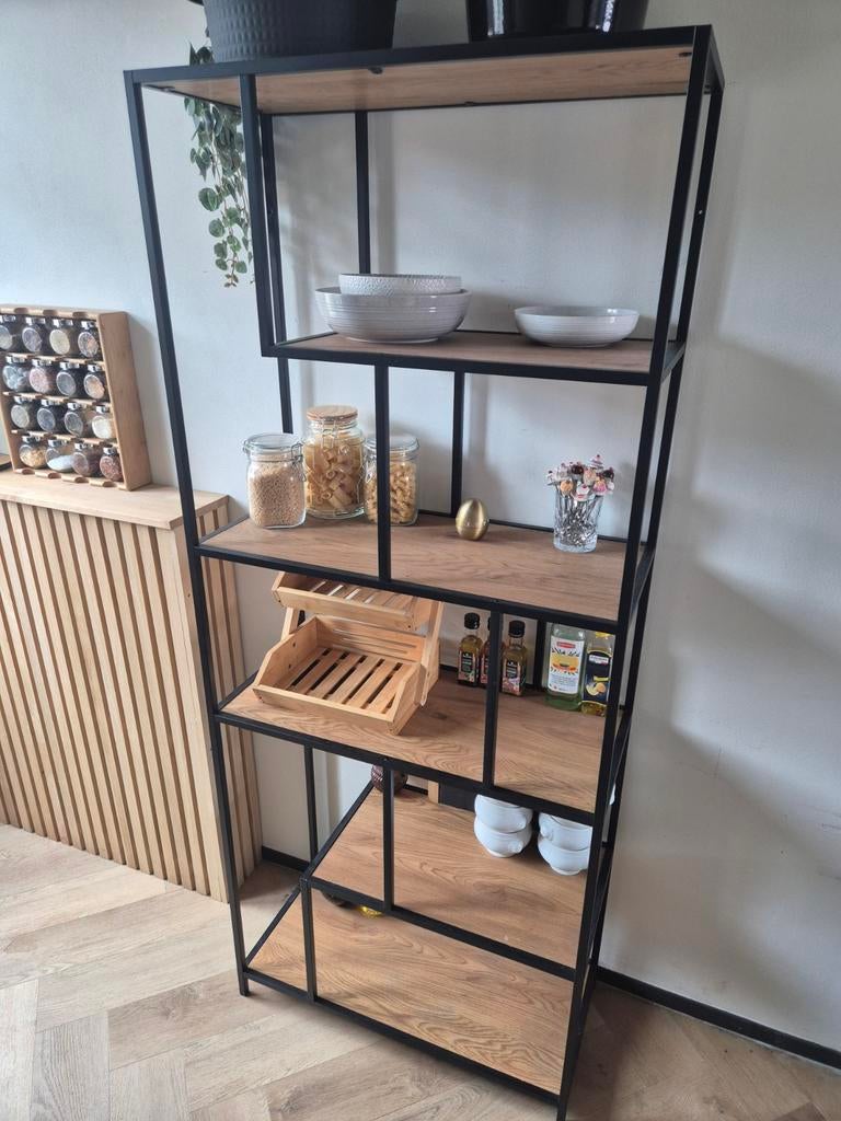 Vakkenkast Jaxx zwart/hout, Ophalen, Zo goed als nieuw