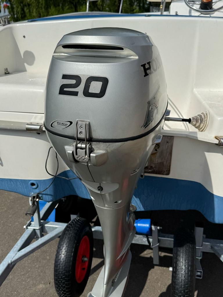 Topcraft 460 revolution inc honda 20pk en trailer!, Watersport en Boten, 10 tot 30 pk, 6 meter of meer, Ophalen of Verzenden, Zo goed als nieuw