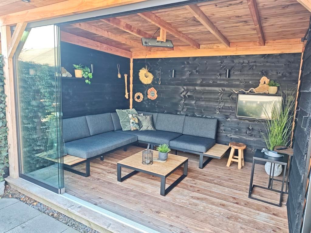 Tuinset Orfeo Intratuin - Loungeset met houten accenten, Ophalen, 5 zitplaatsen, Bank, Aluminium