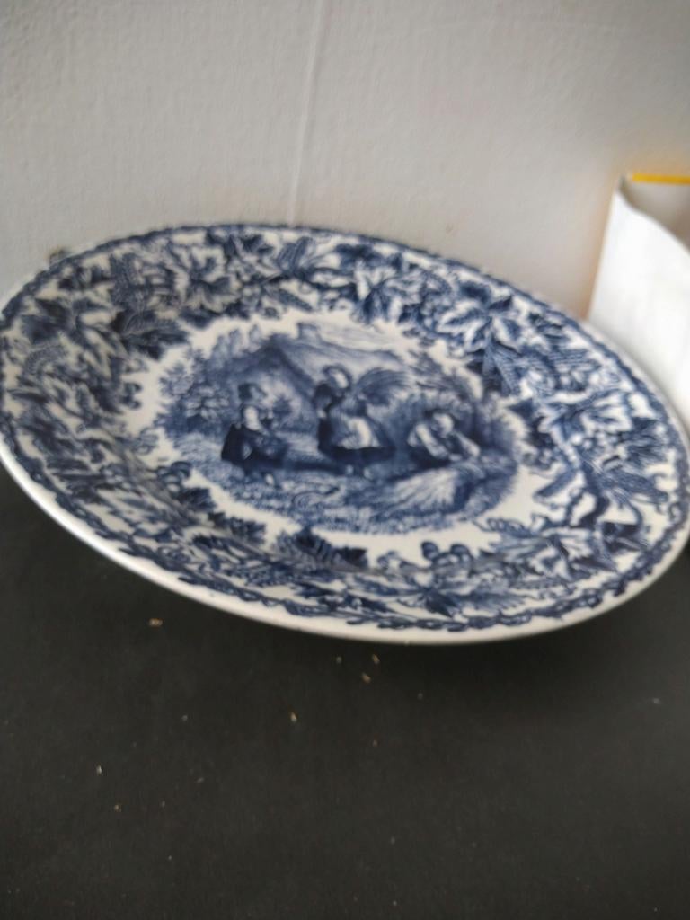 Bord oogst Société Ceramique blauw wit, Antiek en Kunst, Antiek | Wandborden en Tegels, Ophalen of Verzenden