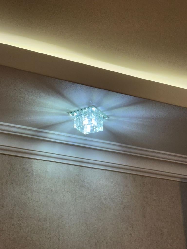 Moderne Plafondlamp Spotjes Led Kristal Kubus Blumenau Spot, Huis en Inrichting, Ophalen of Verzenden, Nieuw, Glas, Modern