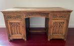 Groot antiek eiken bureau met houtsnijwerk, Ophalen