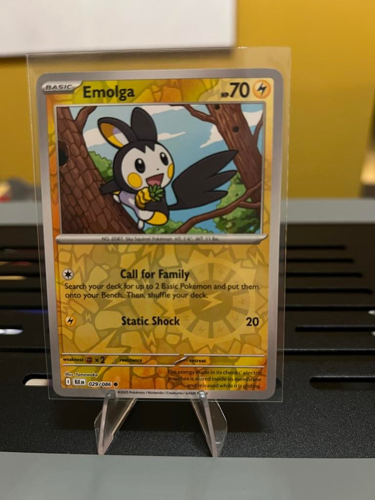 Pokémon Kaart Emolga Reverse Holo 029/086, Ophalen of Verzenden, Zo goed als nieuw, Losse kaart