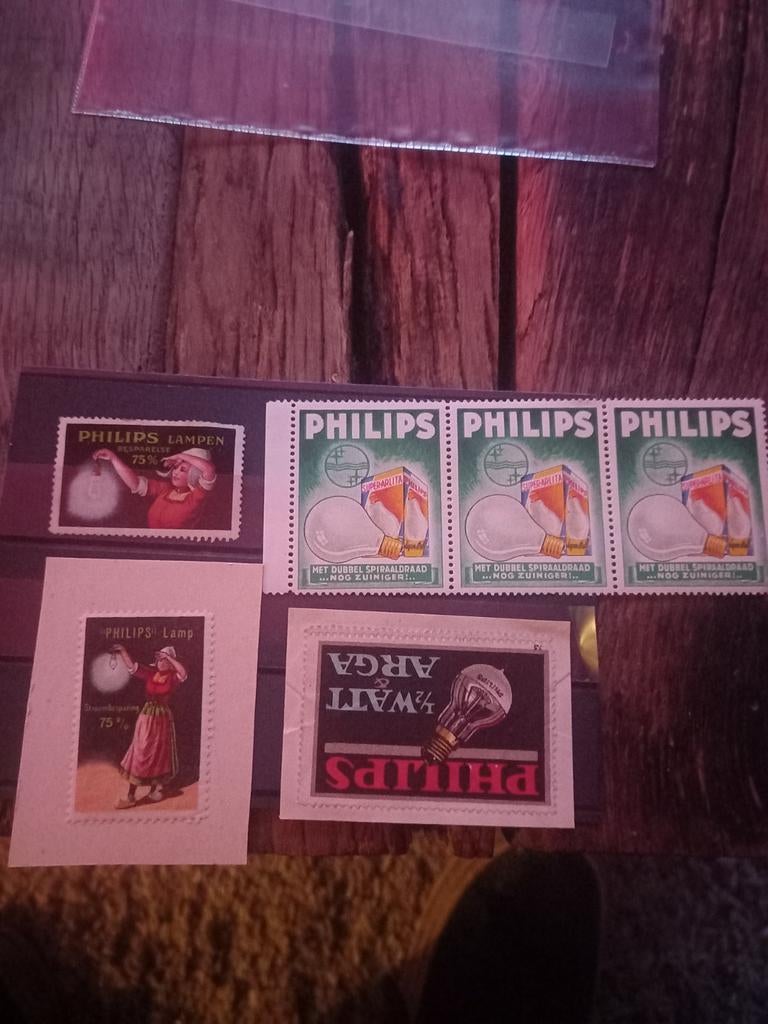 Zeldzame Philips Lampen Postzegels - Vintage Collectie, Ophalen of Verzenden, T/m 1940, Gestempeld