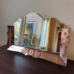 Art Deco Venetiaanse Roze Geslepen Spiegel, Wandspiegel, Ophalen, Gebruikt, Minder dan 100 cm, Rechthoekig