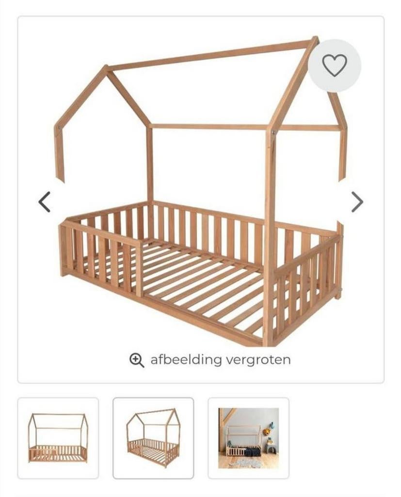 Kinderbedje hout huisje, Kinderen en Baby's, Ophalen, 70 tot 85 cm, Zo goed als nieuw, Minder dan 140 cm