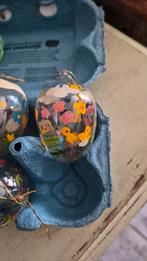 4 paaseitjes in glas vintage, Ophalen of Verzenden