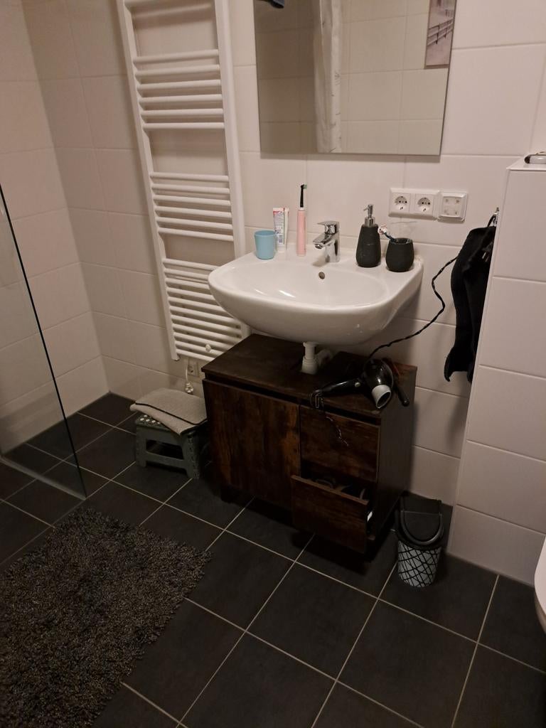 Wastafelonderkast - Donkerbruin Hout, Huis en Inrichting, Badkamer | Badkamermeubels, Ophalen, Gebruikt, 50 tot 100 cm, Minder dan 100 cm