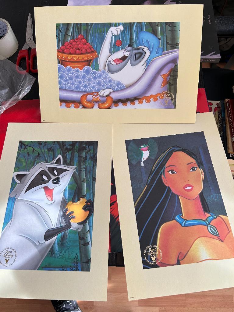 Disney litho’s 3x Disney Pocahontas, Antiek en Kunst, Kunst | Litho's en Zeefdrukken, Ophalen