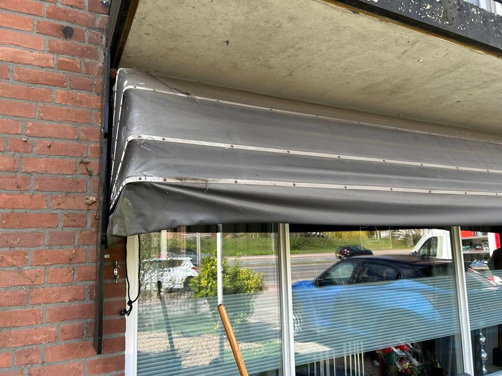 Zwarte markies 380cm lang, Ophalen, Gebruikt, Markies, 250 cm tot 450 cm