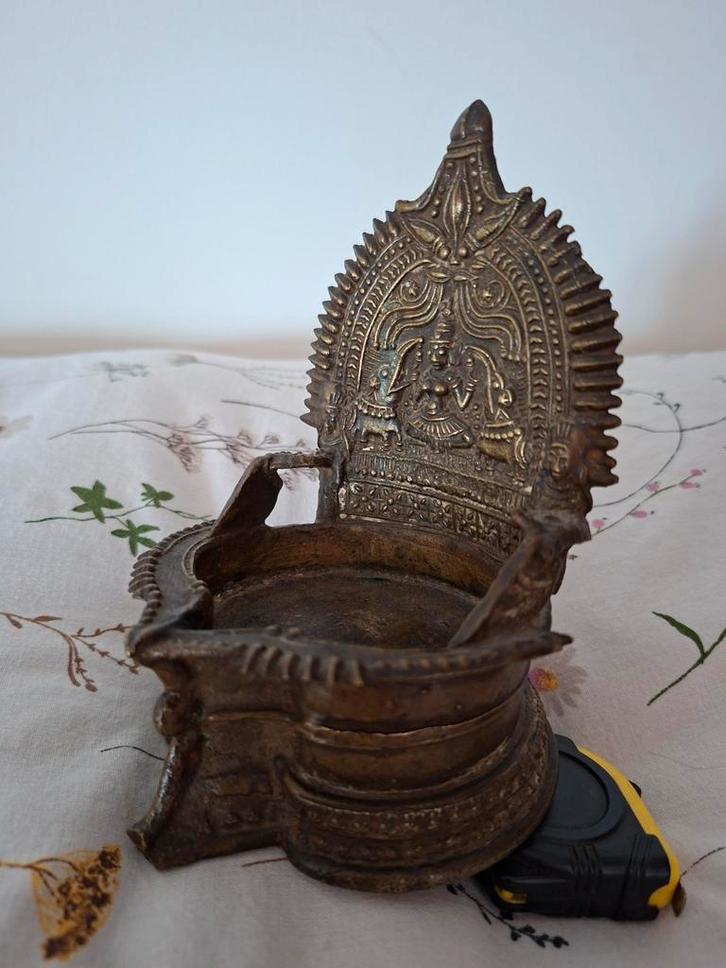 Antieke Bronzen Indiase Olielamp - ca. 13 cm hoog, Antiek en Kunst, Antiek | Lampen, Ophalen of Verzenden