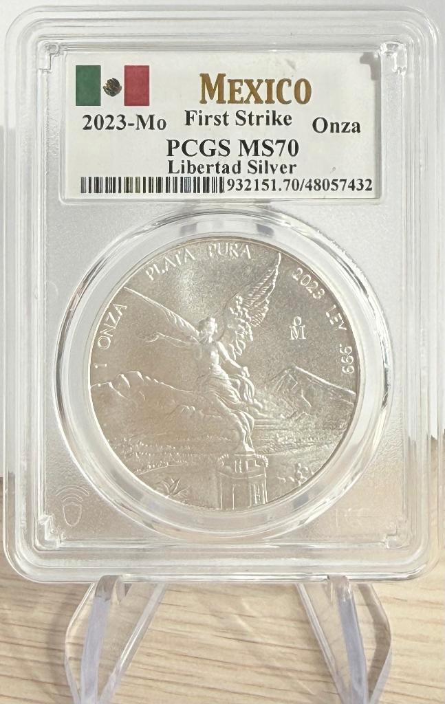 2023 Mexico Onza Libertad 1 oz silver PCGS MS70 First Strike, Postzegels en Munten, Munten | Amerika, Losse munt, Midden-Amerika