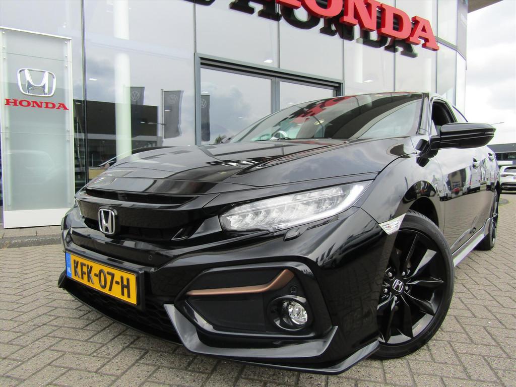 Honda Civic 1.5 i-VTEC 182pk CVT 5D Sport+, Auto's, Honda, Automaat, Stof, 4 cilinders, Zwart
