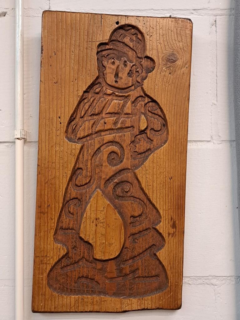 Antieke speculaasplank van man met hoed, Ophalen