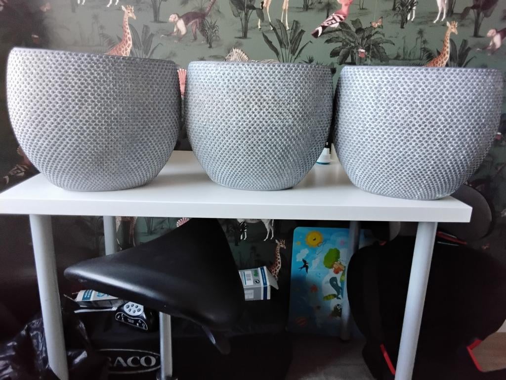 Drie mooie grote vazen/potten, Huis en Inrichting, Woonaccessoires | Vazen, Ophalen, Overige kleuren, Glas, Minder dan 50 cm