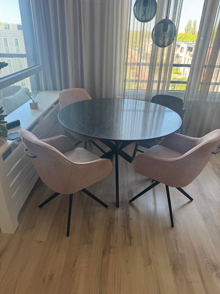 Ronde Marmeren Eettafel ø 120 cm, Huis en Inrichting, Tafels | Eettafels, Ophalen, 100 tot 150 cm, Rond, Zo goed als nieuw