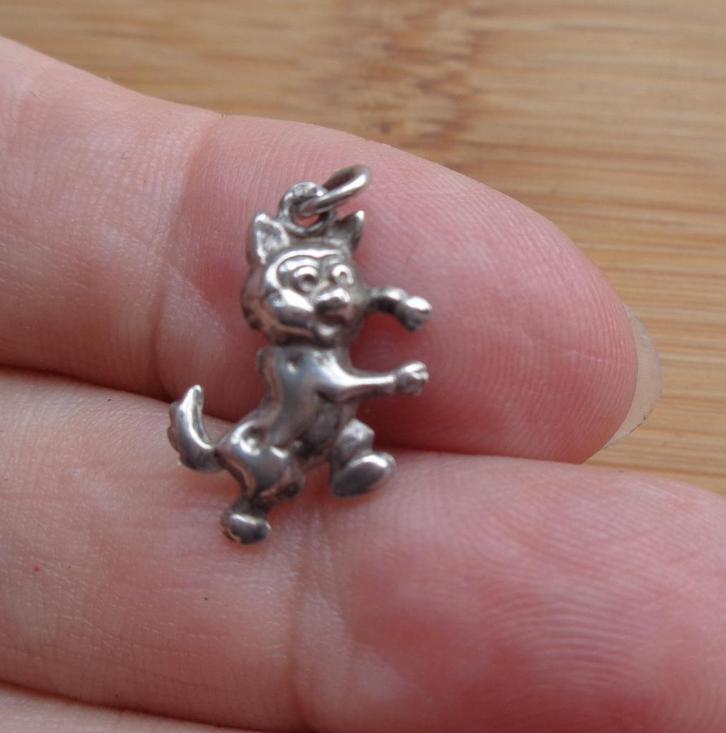 zilveren vintage bedel garfield kat [656], Sieraden, Tassen en Uiterlijk, Bedels, Zo goed als nieuw, Overige merken, Zilver, 1 bedel