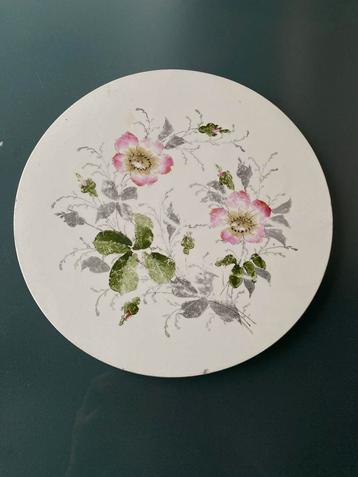 Antiek Porseleinen Dienblaadje met Bloemprint 22cm beschikbaar voor biedingen