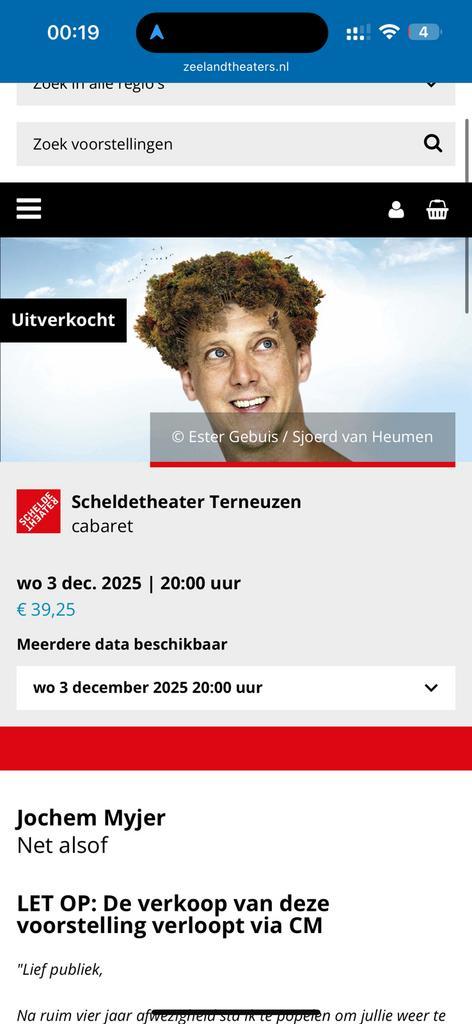 OP ZOEK naar 2 of meer Jochem Myjer kaarten! Royaal beloond!, Tickets en Kaartjes, Concerten | Nederlandstalig, Twee personen