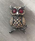 Broche Uil met Swarovski kristal 50x25 mm - Goudkleurig, Sieraden, Tassen en Uiterlijk, Broches, Met strass, Minder dan 4 cm, Nieuw