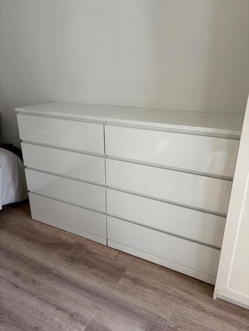 Witte hoogglans Ikea MALM kast (2x) 