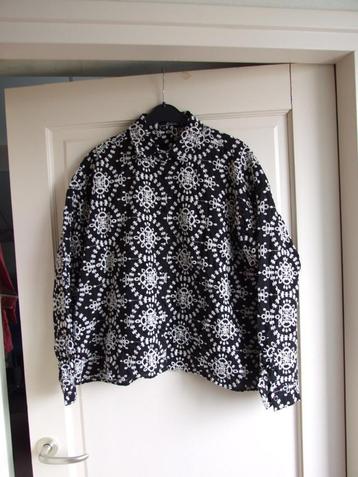 Norah zgan zwart/witte opengewerkte blouse 44 beschikbaar voor biedingen